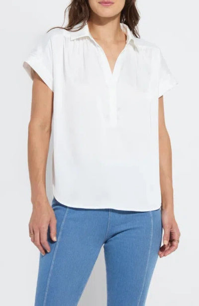 Lyssé Amaya Short Sleeve Knit & Woven Shirt In Off White
