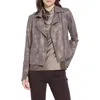 Lyssé Amelia Printed Vegan Suede Moto Jacket In Copper Chevron In Copper Chevron