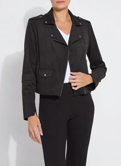 Lyssé Amelia Moto Vegan Suede Jacket In Black