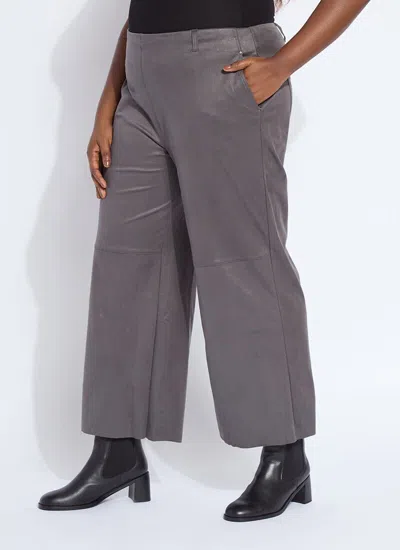 Lyssé Amina Patent Foil Vegan Suede Pant Curvy (28"inseam) In Gray