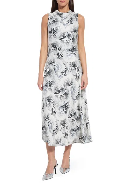 Lyssé Anaya Crystal Hammered Satin Dress In Winter Orchid In White