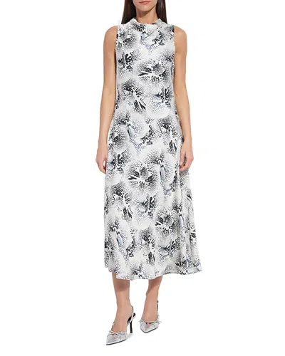 Lyssé Anaya Crystal Hammered Satin Dress In Winter Orchid In White