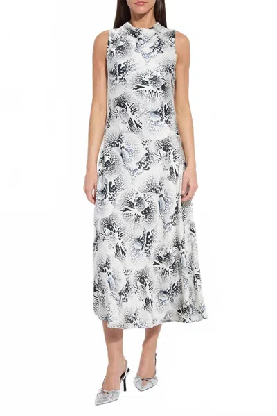 Lyssé Anaya Crystal Hammered Satin Dress In Winter Orchid In White
