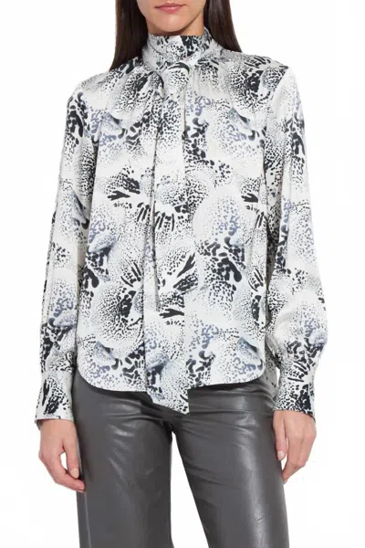 Lyssé Anaya Embellished Scarf Neck Blouse In Winter Orchid In Multi