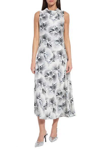 Lyssé Anaya Crystal Hammered Satin Dress In Winter Orchid In White