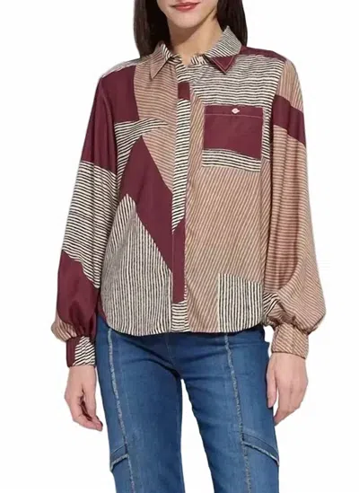 Lyssé Anish Elastic Cuff Shirt Blouse In Robust Composition In Multi