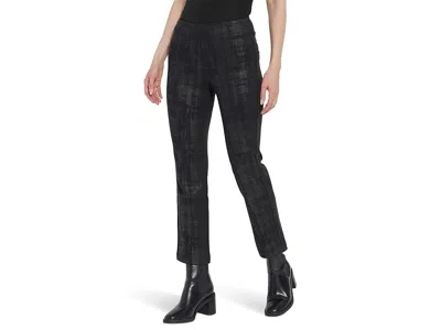 Lyssé Ankel Foil Denim Baby Boot Pants In Brushed Plaid Foil In Black
