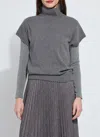 Lyssé Lysse Short Sleeve Turtleneck Cashmere Sweater In Gray