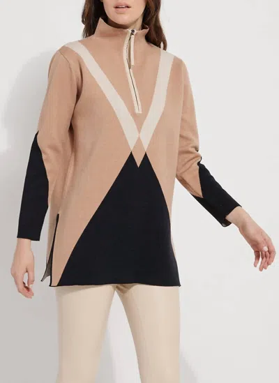 Lyssé Argyle Quarter Zip Pullover In Placed Argyle Placed Argyle In Multi