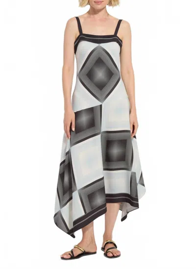 Lyssé Sarai Handkerchief Asymmetric Midi Dress In Halftone Scarf In Multi