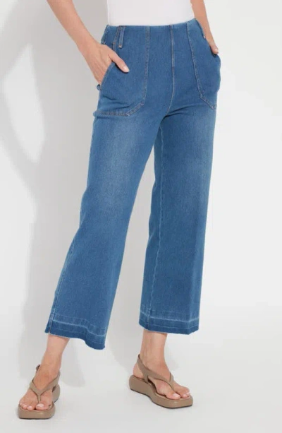 Lyssé Athena Wide Leg Crop Jeans In Blue