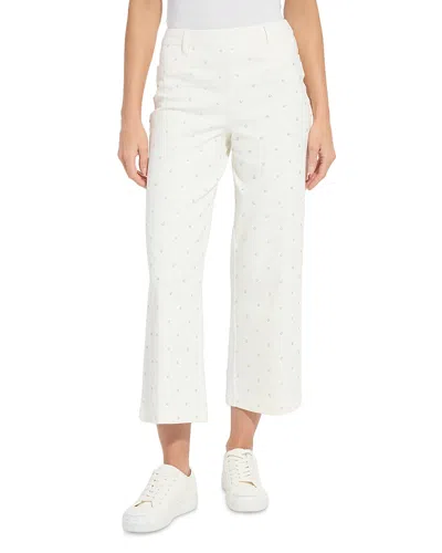 Lyssé Audrey Pearled Embellished Crop Jeans In Ecru White