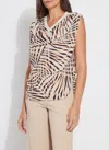 Lyssé Aura Rib Trim Printed Top In Neutral