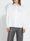 Lyssé Aurora Beaded Satin Shirt In Off White In White