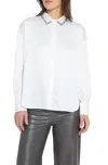 Lyssé Aurora Beaded Satin Shirt In Off White In White