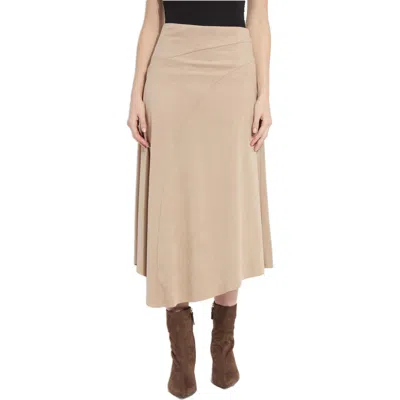 Lyssé Lysse Azalea Faux Suede Asymmetric Hem Midi Skirt In Neutral