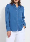 Lyssé Bay Crop Chambray Shirt In Blue