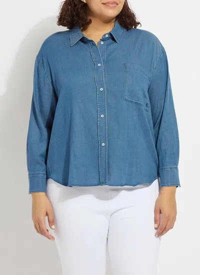 Lyssé Bay Crop Chambray Shirt Curvy In Blue