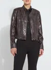 Lyssé Bennett Patent Vegan Leather Jacket In Liquid Mocha Snake In Burgundy