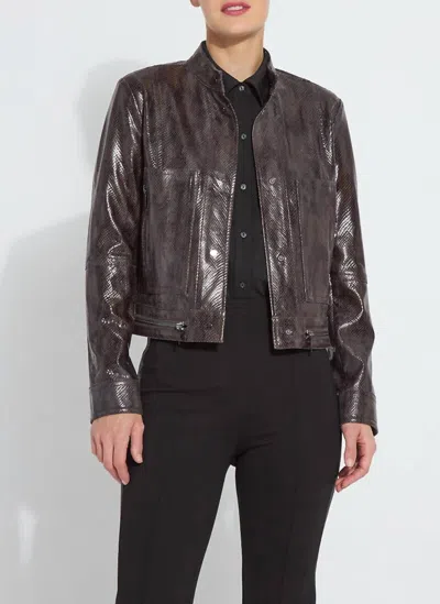 Lyssé Bennett Patent Vegan Leather Jacket In Liquid Mocha Snake