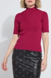 Lyssé Lysse Bernadette Mock Neck Short Sleeve Sweater In Pink