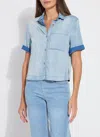 Lyssé Bianca St Chambray Short Sleeve Top In Bleached Blue In Blue