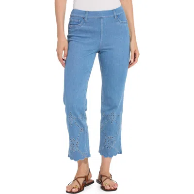 Lyssé Lysse Billie Eyelet Pull-on High Waist Crop Straight Leg Jeans In Blue