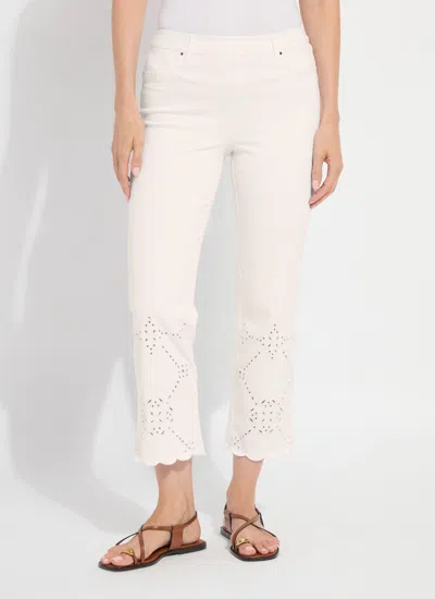 Lyssé Lysse Billie Eyelet Pull-on High Waist Crop Straight Leg Jeans In Pink