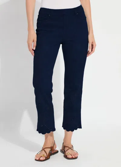 Lyssé Lysse Billie Eyelet Pull-on High Waist Crop Straight Leg Jeans In Blue