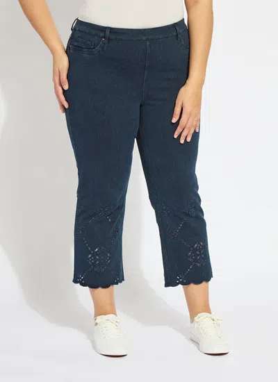 Lyssé Billie Eyelet Straight Denim Curvy (26"inseam) In Blue