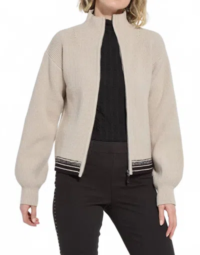 Lyssé Blythe Zip Up Rib Sweater In Extra Beige In Multi