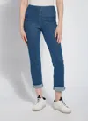 Lyssé Boyfriend Denim Legging In Mid Wash In Multi