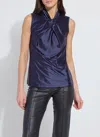 Lyssé Branca Halter Draped Top In Blue