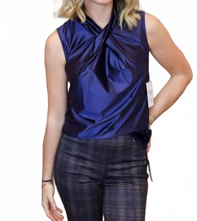 Lyssé Branca Halter Draped Top In Indigo Shade In Blue