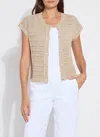 Lyssé Brisa Mesh Sleeveless Cardigan In Linen In Sand