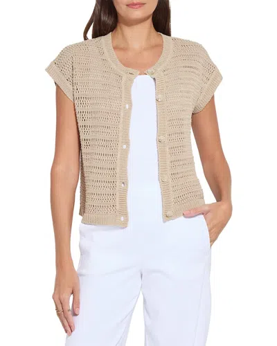 Lyssé Brisa Linen Mesh Sleeveless Linen-blend Cardigan In Brown