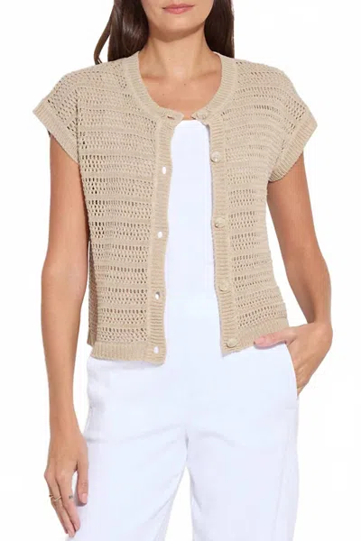 LYSSÉ BRISA MESH SLEEVELESS CARDIGAN IN LINEN