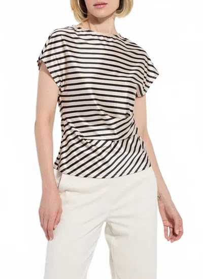 LYSSÉ BRUNA SIDE DRAPED TOP IN COASTAL STRIPE
