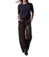 Lyssé Callie Patent Foil Vegan Suede Pants In Liquid Mocha In Multi