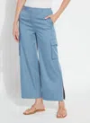 Lyssé Calypso Ankle Cargo Pant In Solid Bleached In Blue