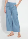 Lyssé Calypso Ankle Cargo Pant In Solid Bleached In Blue