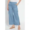 Lyssé Calypso Ankle Cargo Pant In Solid Bleached In Blue