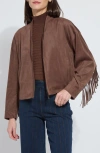 Lyssé Lysse Candence Fringe Trim Faux Suede Jacket In Brown
