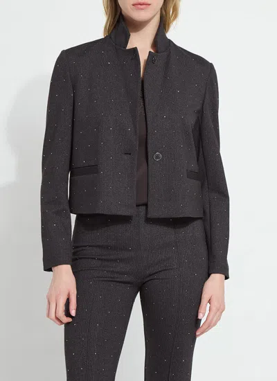 Lyssé Caroline Crystal Embellished Crop Blazer In Gray