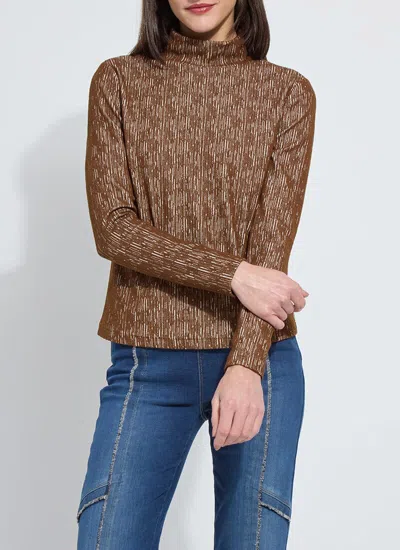 Lyssé Carter Textured Long Sleeve Turtleneck In Brown