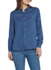 Lyssé Cataleya Crystal Chambray Shirt In Dark Wash In Blue