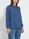 Lyssé Cataleya Crystal Chambray Shirt In Dark Wash
