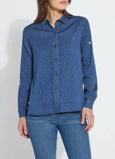 Lyssé Cataleya Crystal St Tencel Chambray Shirt In Dark Midwash In Blue