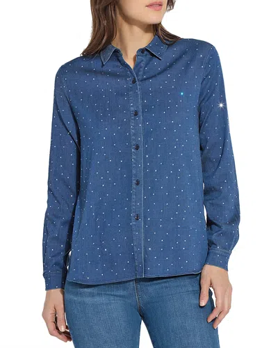 LYSSÉ CATALEYA CRYSTAL STUD CHAMBRAY SHIRT