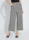 Lyssé Lysse High Waist Ankle Palazzo Stretch Tweed Pants In Gray
